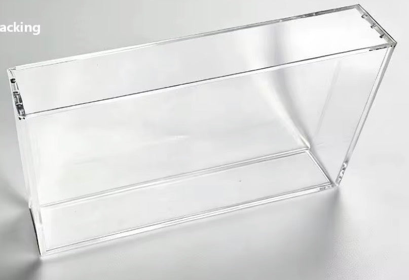 Team Rocket Moltres UPC acrylic display case – polished edges detail