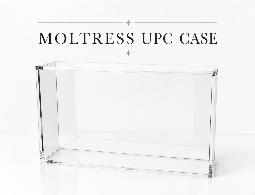 Team Rocket Moltres UPC acrylic display case – side angle view