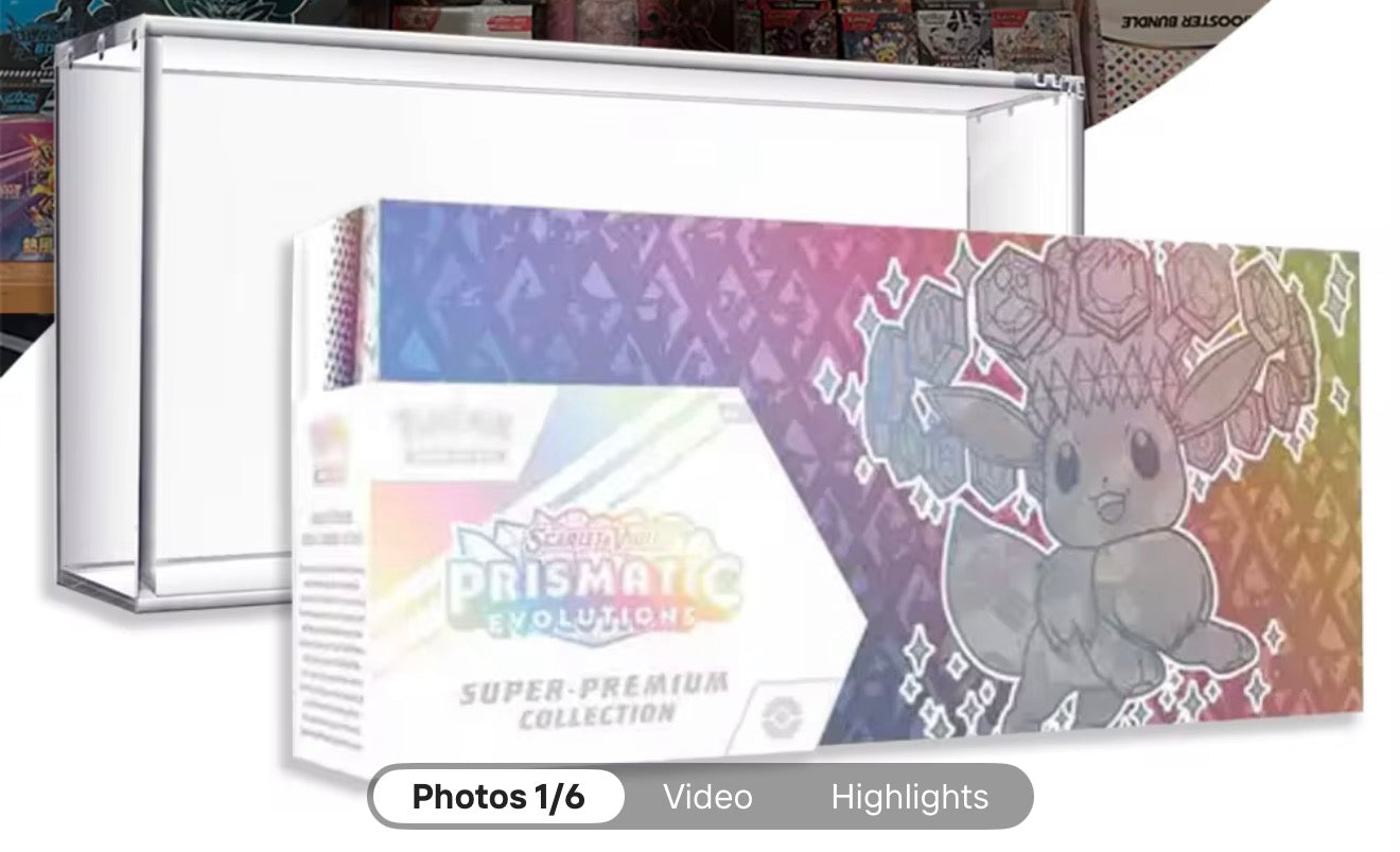 Acrylic Display Case Compatible with Prismatic Evolutions Super Premium Collection – UV Protected Case