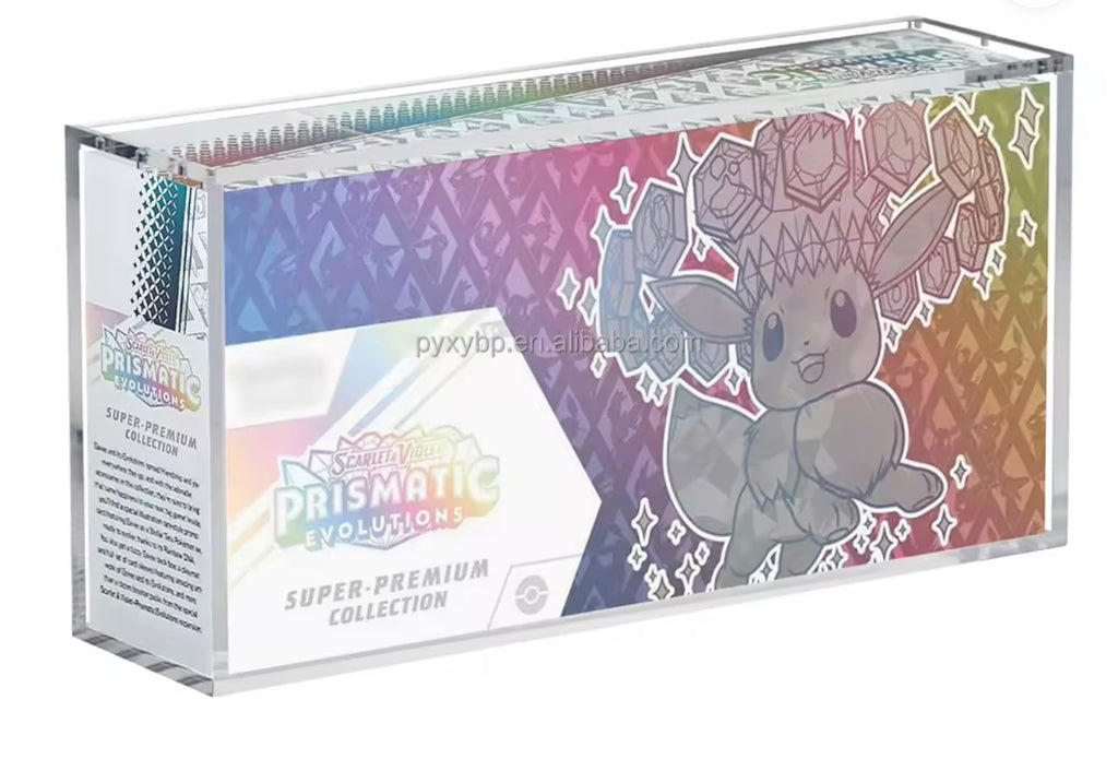 Acrylic Display Case Compatible with Prismatic Evolutions Super Premium Collection – UV Protected Case
