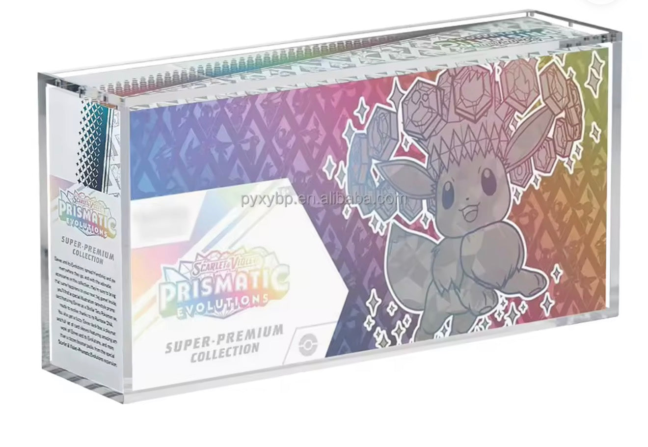 Acrylic Display Case Compatible with Prismatic Evolutions Super Premium Collection – UV Protected Case