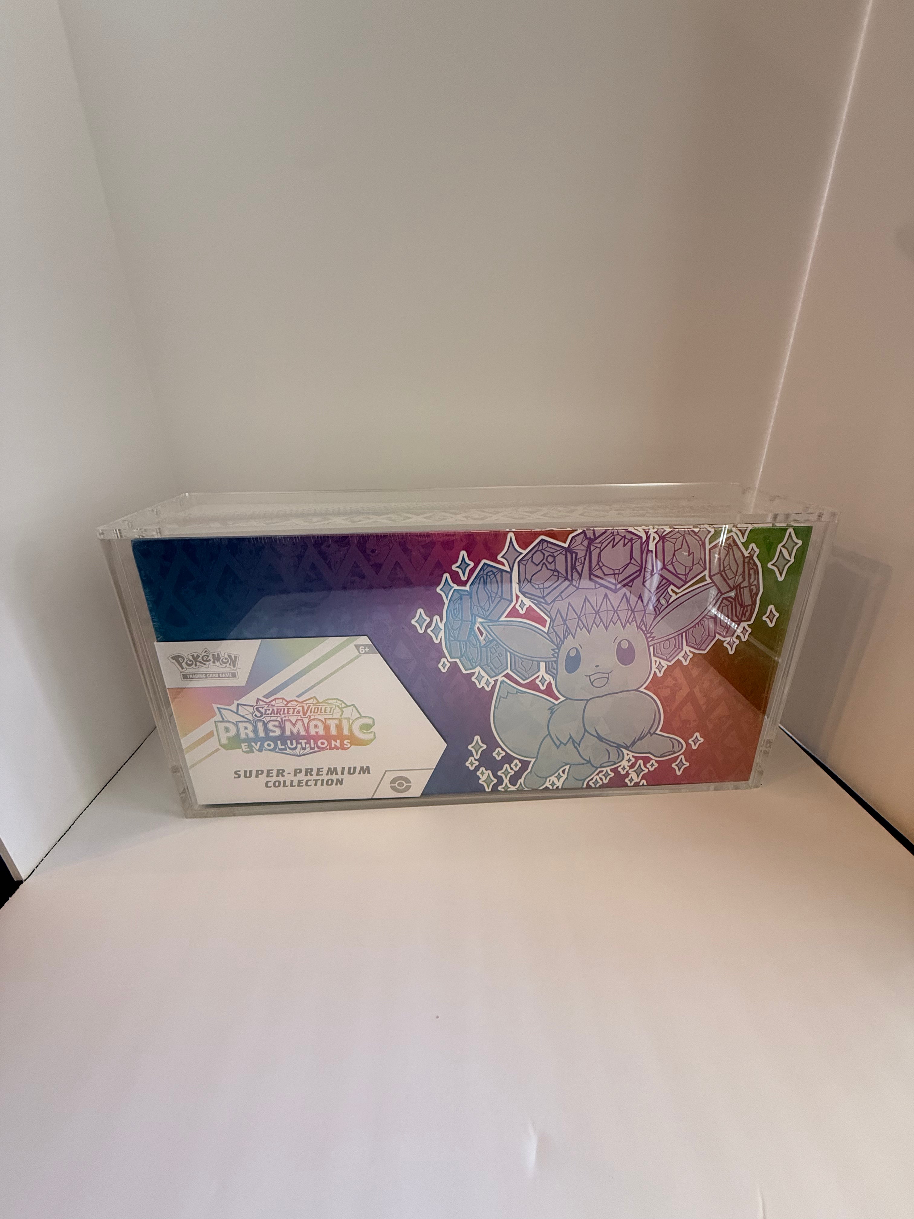 Acrylic Display Case Compatible with Prismatic Evolutions Super Premium Collection – UV Protected Case